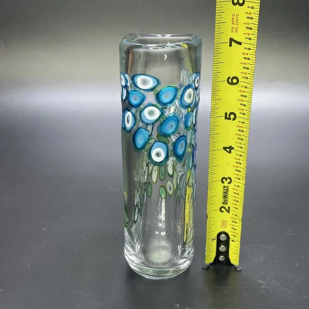 Jeffrey P'an Studio Art Glass Murrine Vase Hand Blown Millefiori Multicolor